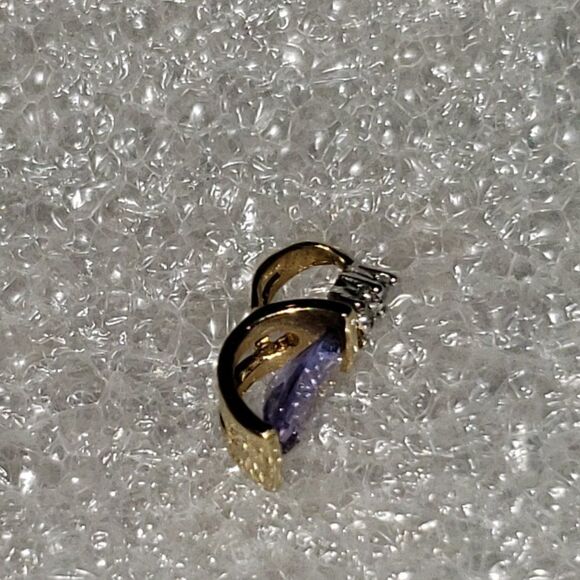 14K Yellow Gold Diamond Accented Natural Amethyst Pendant - Picture 11 of 12